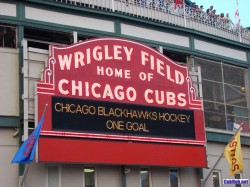 Wrigley Field marquee of Blackhawks One Goal